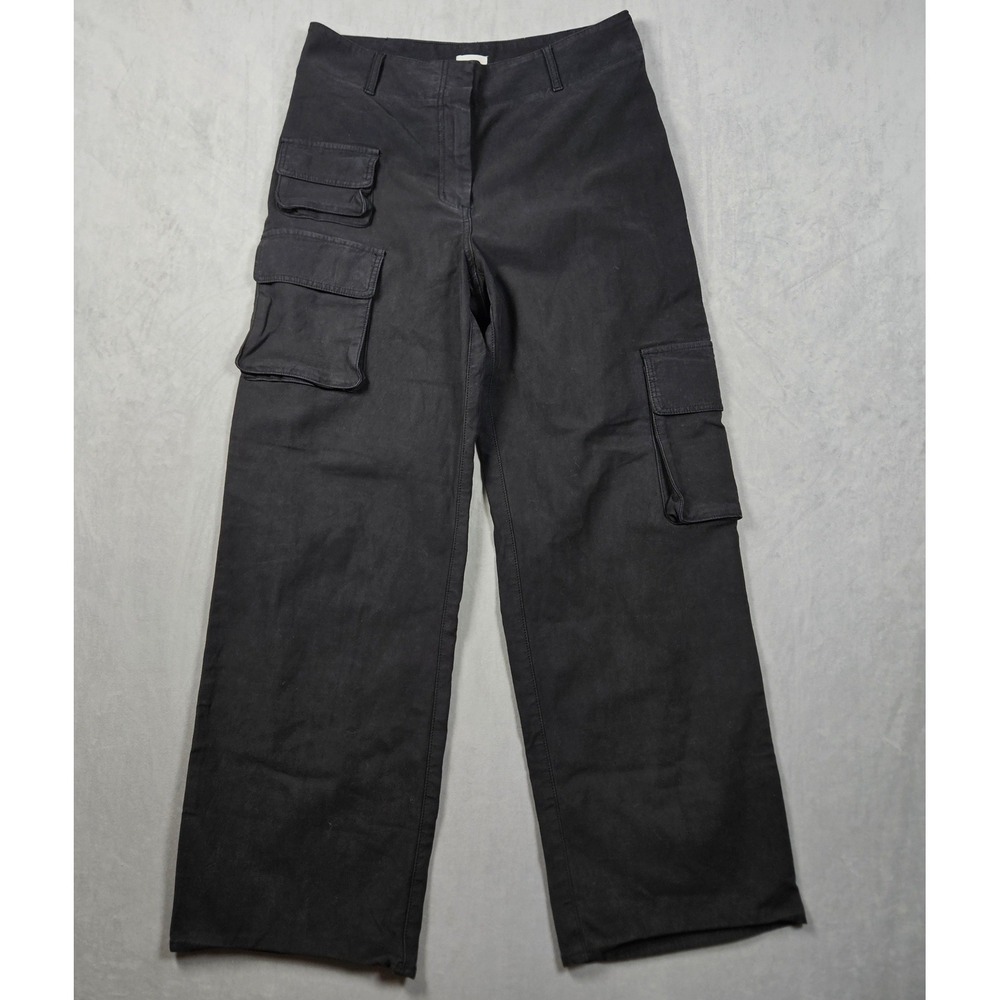 Wilfred Free Cargo Pants Womens 12 Black Wide Leg Utility Cotton Twill
